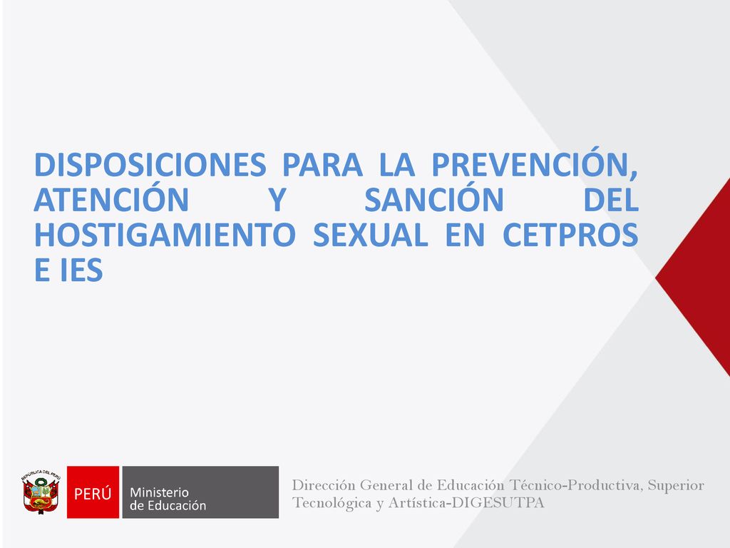 DISPOSICIONES PARA LA PREVENCIÓN, ATENCIÓN Y SANCIÓN DEL HOSTIGAMIENTO SEXUAL EN CETPROS E IES
