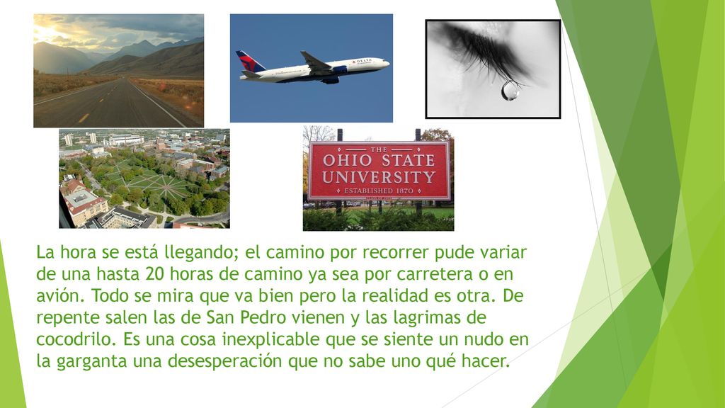 La hora se está llegando; el camino por recorrer pude variar de una hasta 20 horas de camino ya sea por carretera o en avión.