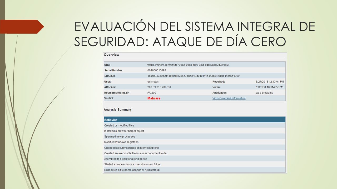 EVALUACIÓN DEL SISTEMA INTEGRAL DE SEGURIDAD: ATAQUE DE DÍA CERO