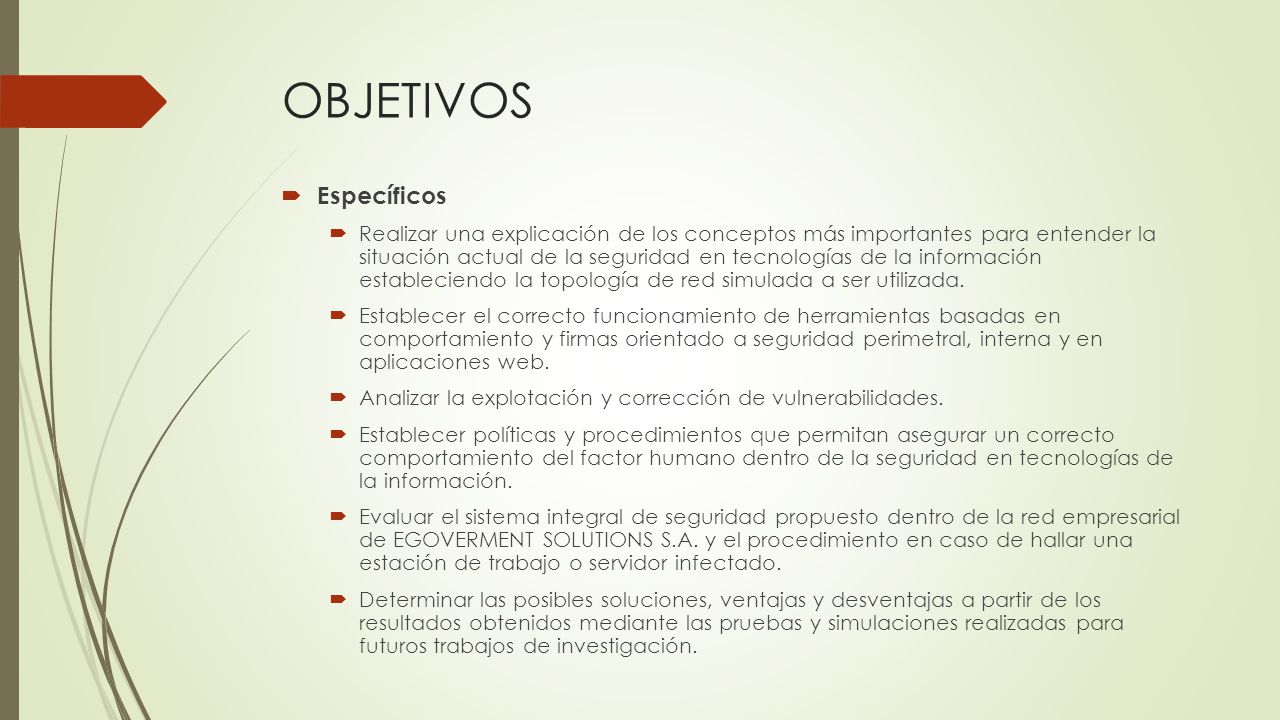 OBJETIVOS Específicos