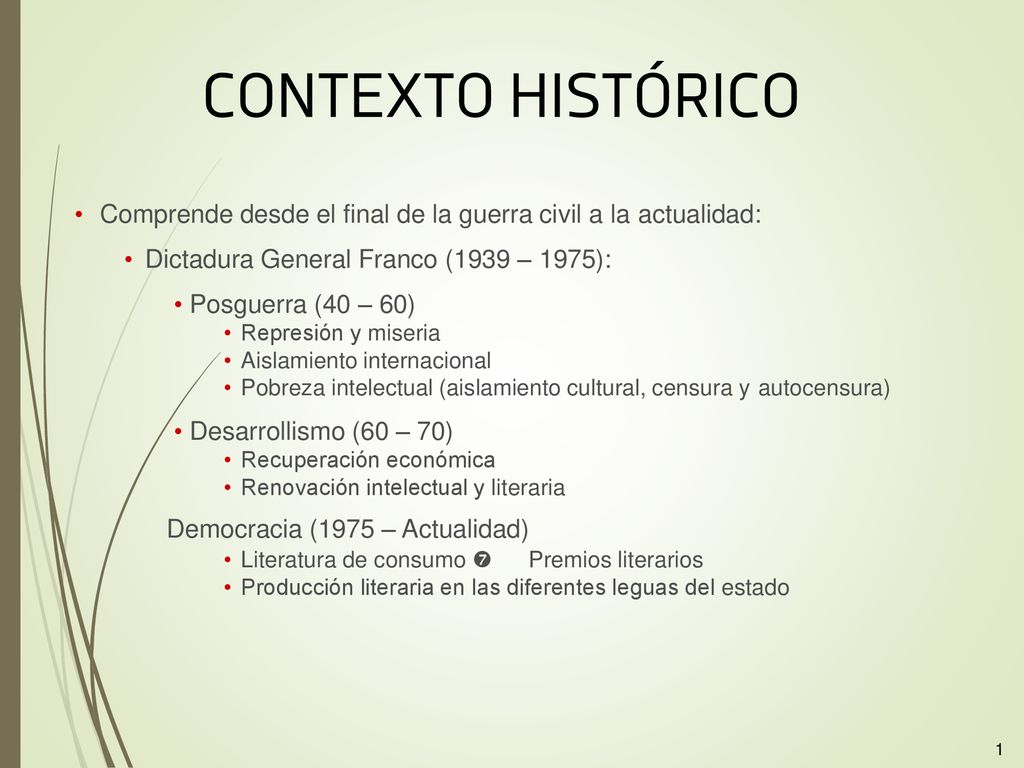 Comprende desde el final de la guerra civil a la actualidad: