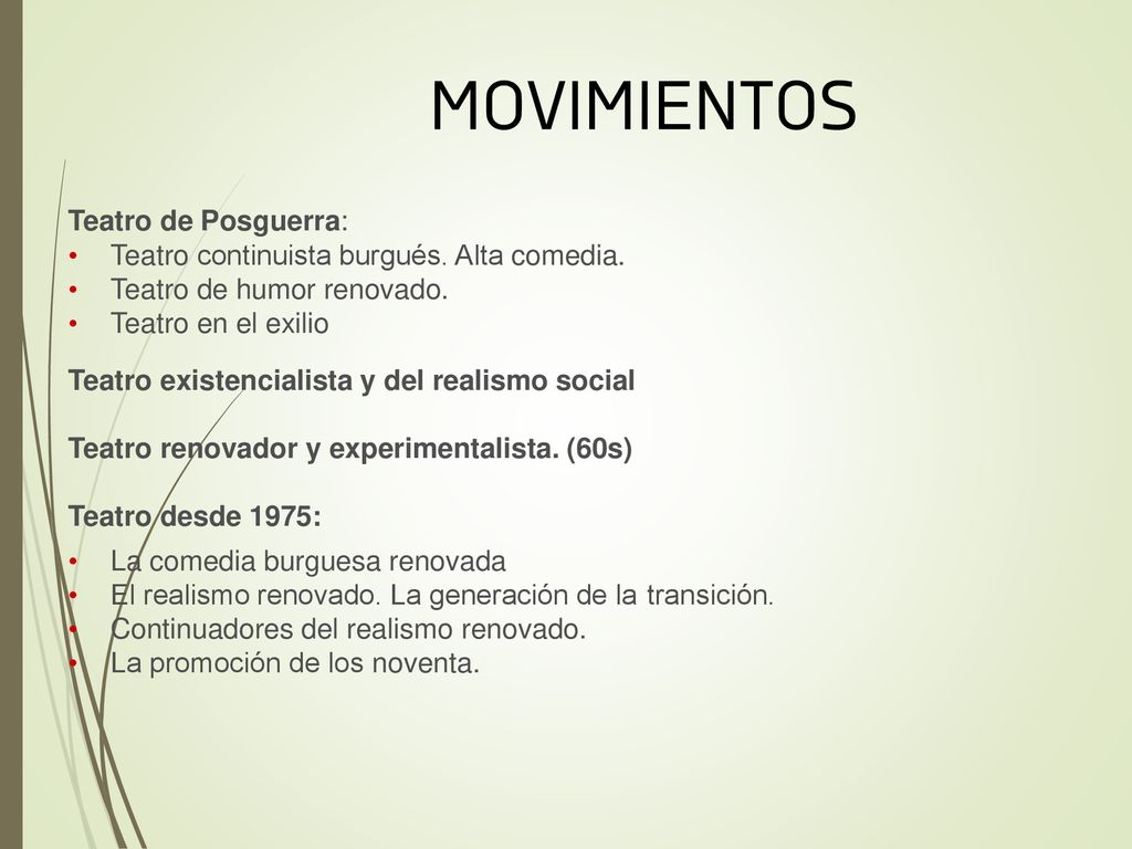 Teatro de Posguerra: Teatro continuista burgués. Alta comedia. Teatro de humor renovado. Teatro en el exilio.