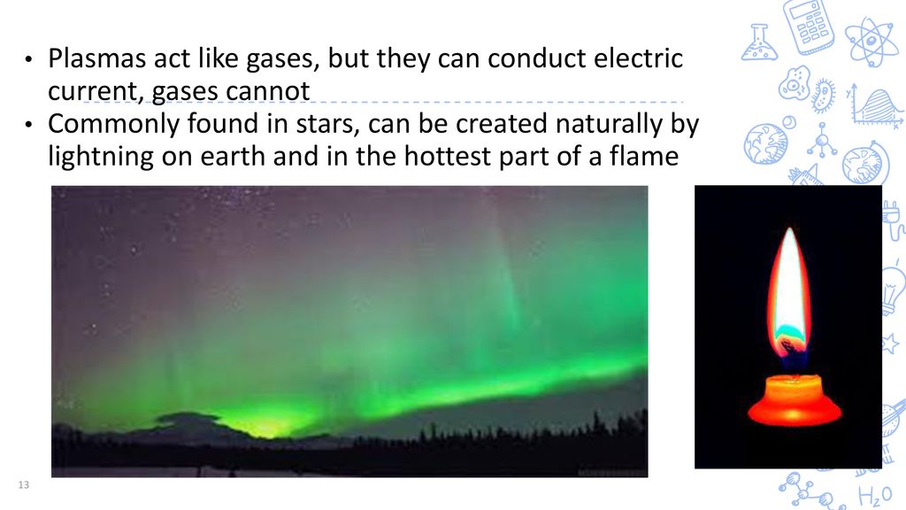 Plasmas act like gases, but they can conduct electric current, gases cannot