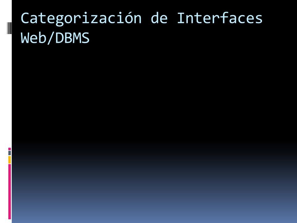 Categorización de Interfaces Web/DBMS