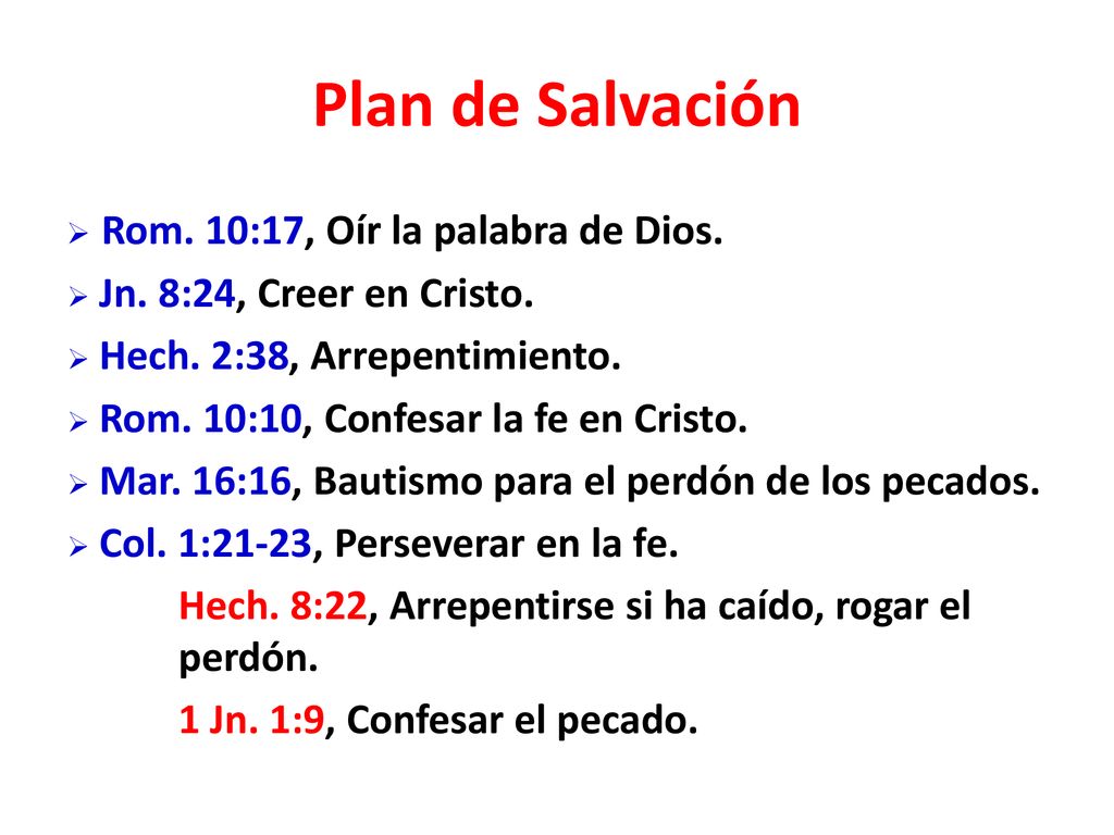 Plan de Salvación Rom. 10:17, Oír la palabra de Dios.