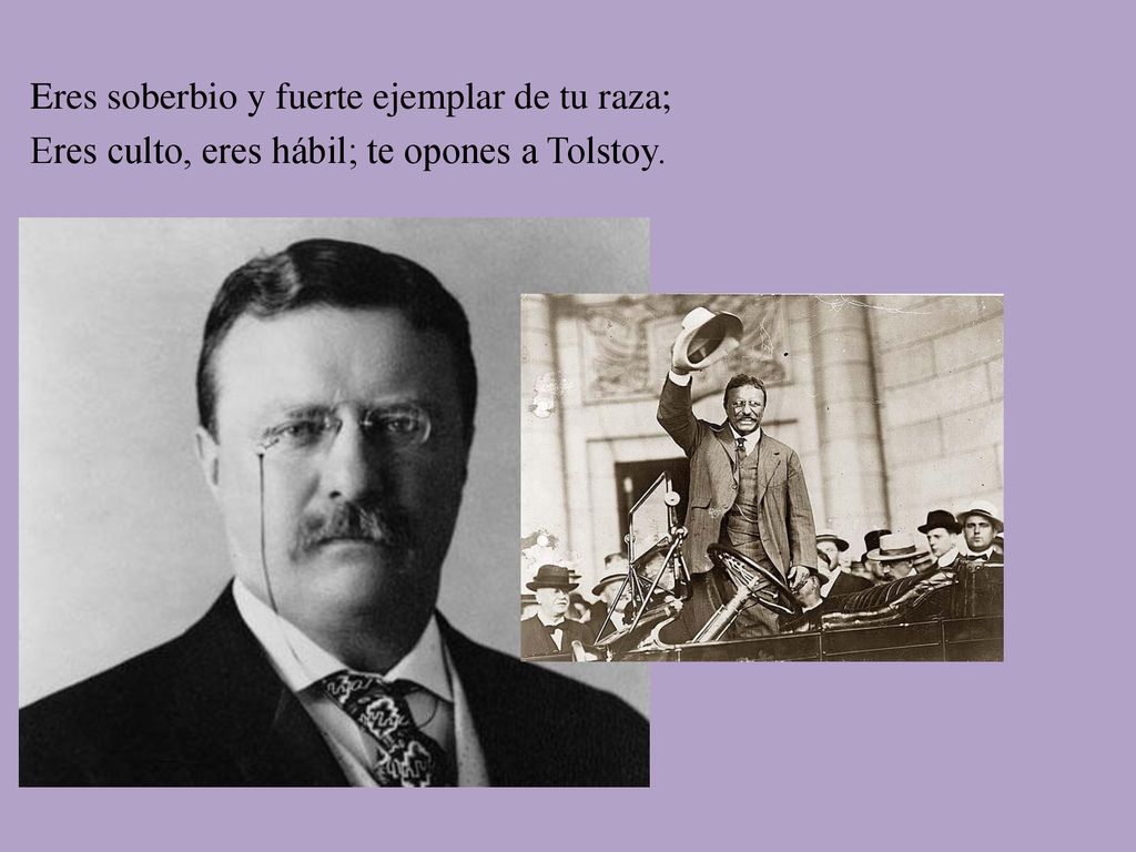 Eres soberbio y fuerte ejemplar de tu raza; Eres culto, eres hábil; te opones a Tolstoy.