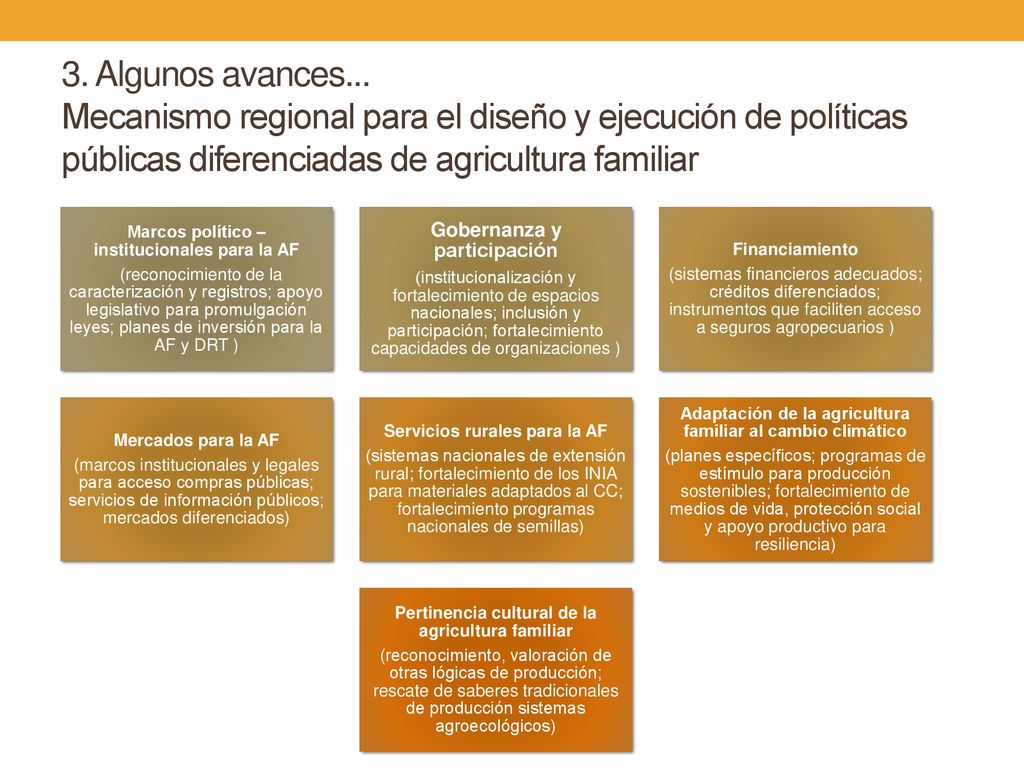 3. Algunos avances... Mecanismo regional para el diseño y ejecución de políticas públicas diferenciadas de agricultura familiar