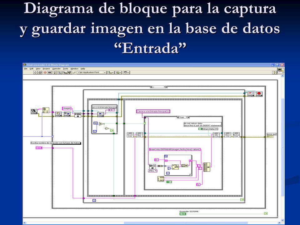 Diagrama de bloque para la captura y guardar imagen en la base de datos Entrada