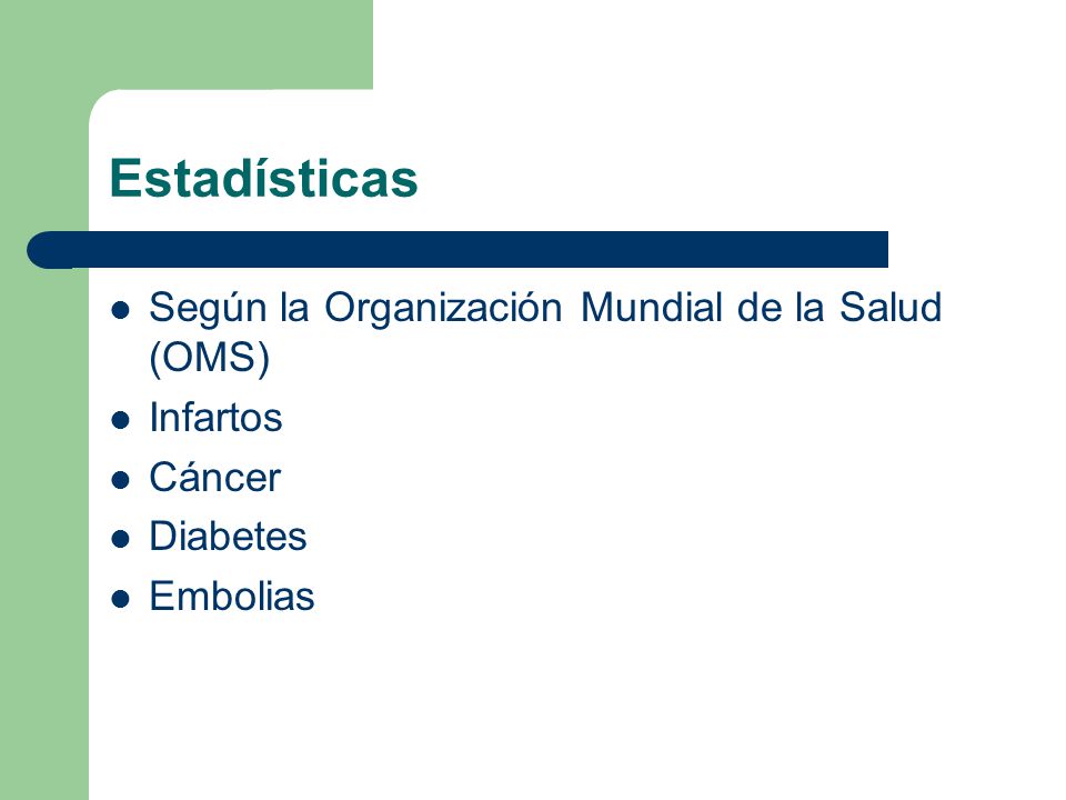Estadísticas Según la Organización Mundial de la Salud (OMS) Infartos
