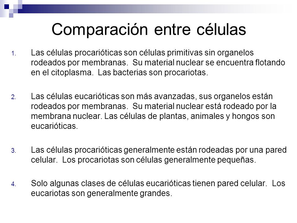 Comparación entre células