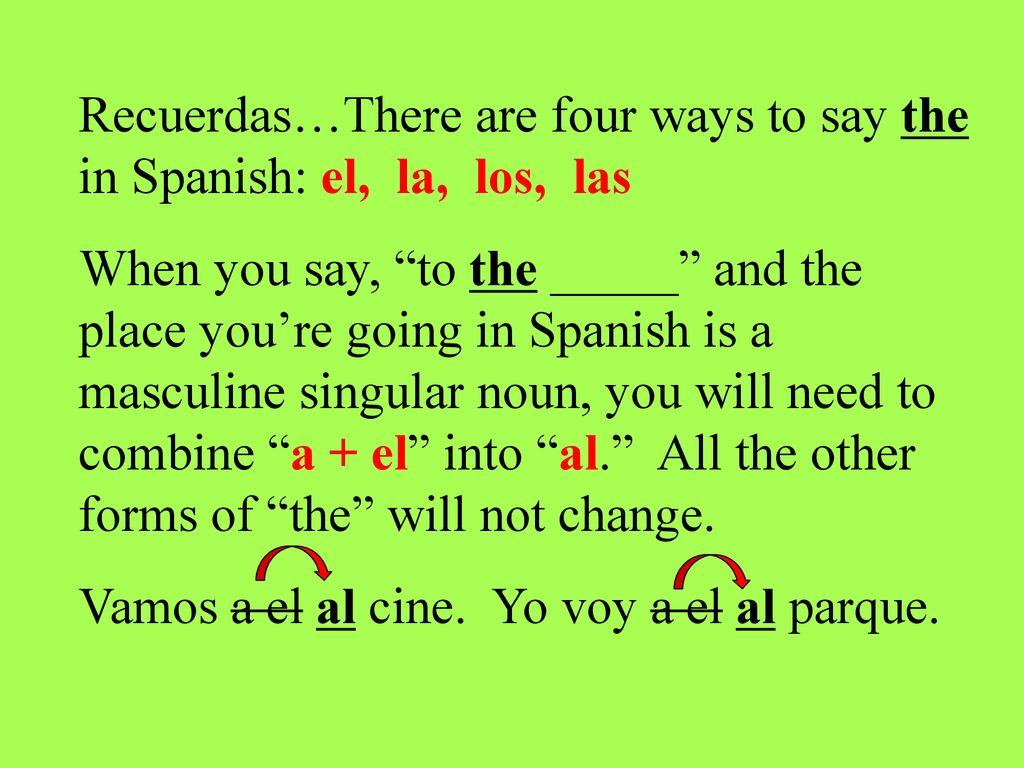 Recuerdas…There are four ways to say the in Spanish: el, la, los, las