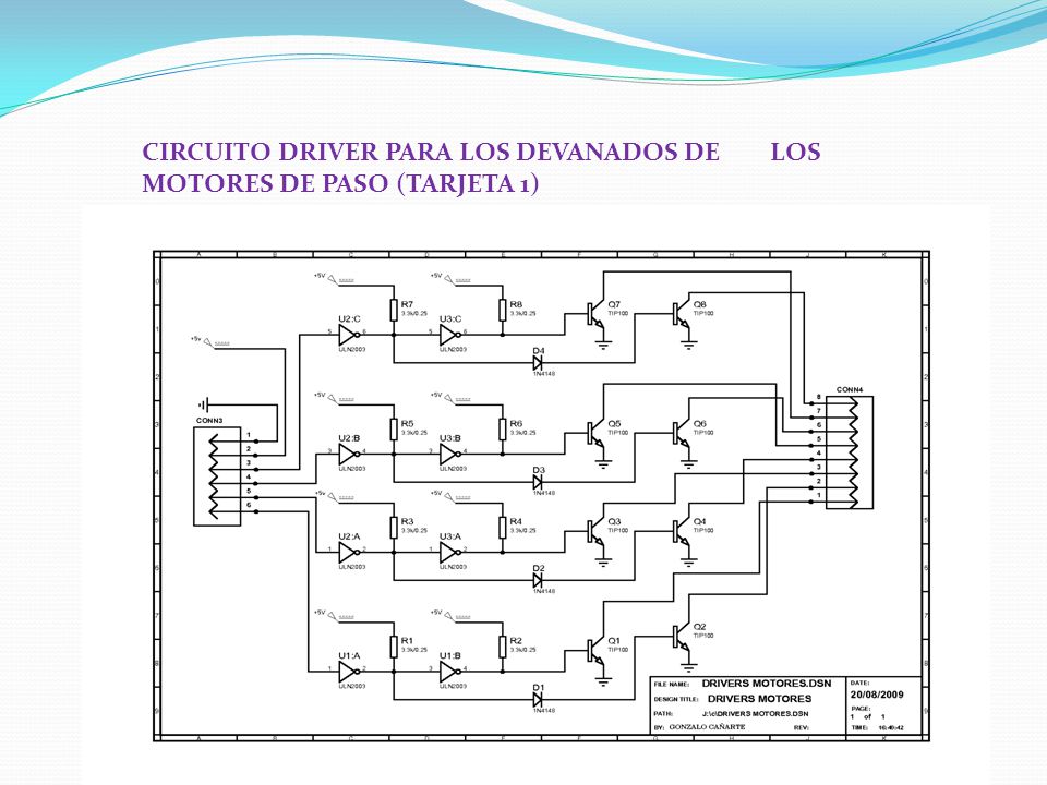 CIRCUITO DRIVER PARA LOS DEVANADOS DE LOS MOTORES DE PASO (TARJETA 1)