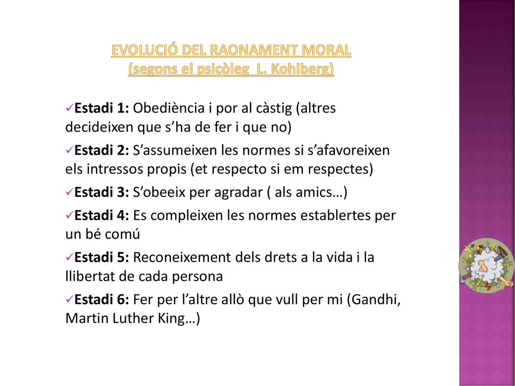 Evolució del raonament moral (segons el psicòleg L. Kohlberg)