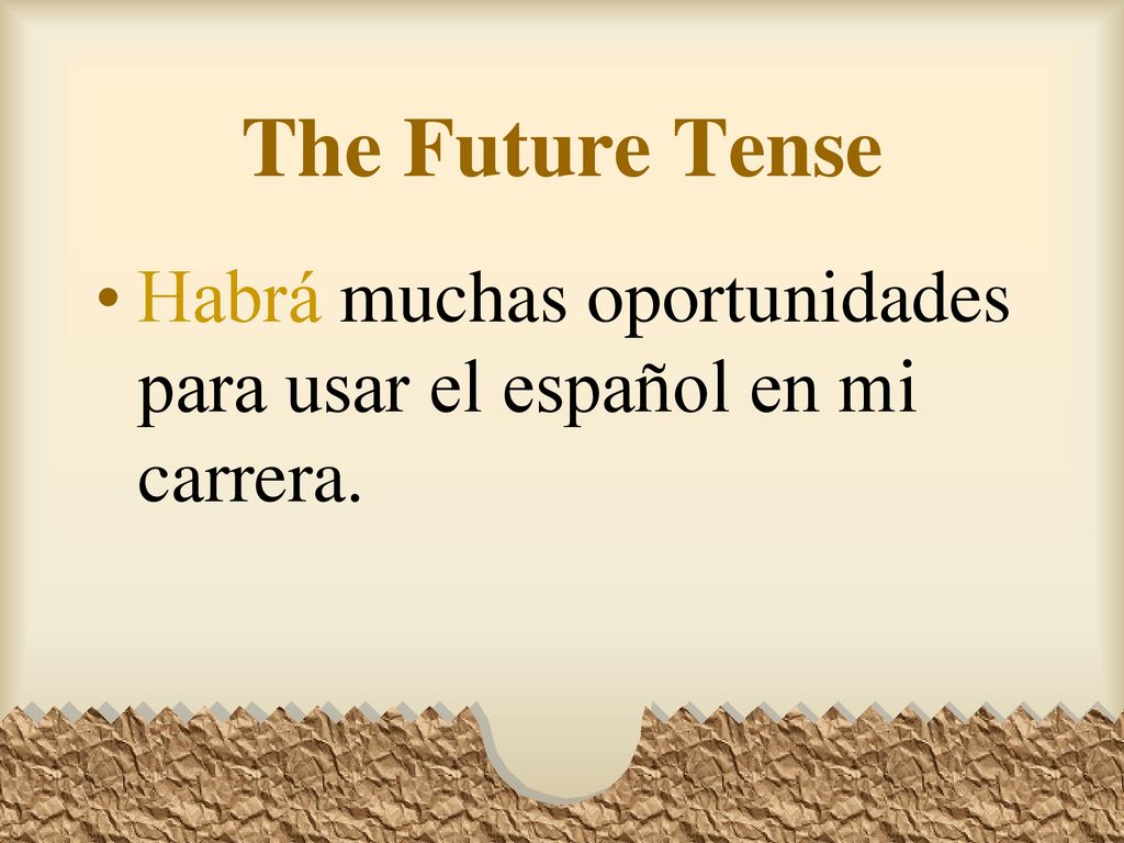 The Future Tense Habrá muchas oportunidades para usar el español en mi carrera.
