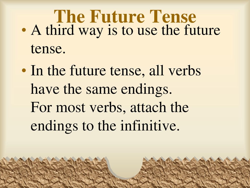 The Future Tense A third way is to use the future tense.