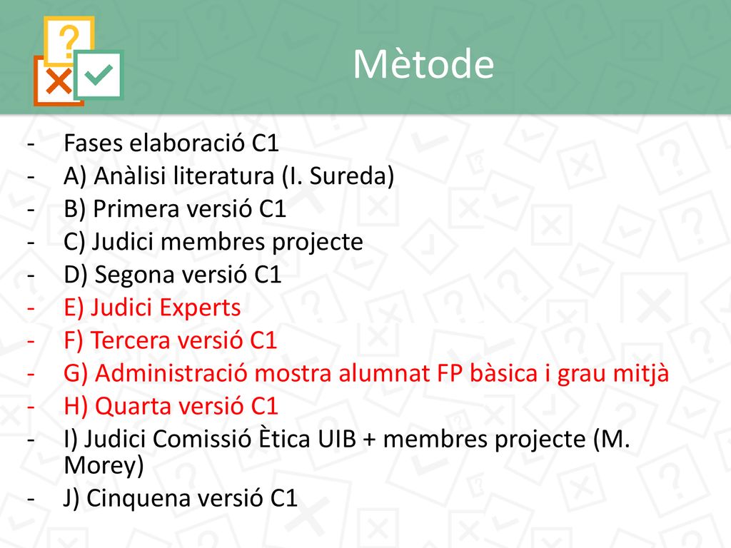 Mètode Fases elaboració C1 A) Anàlisi literatura (I. Sureda)