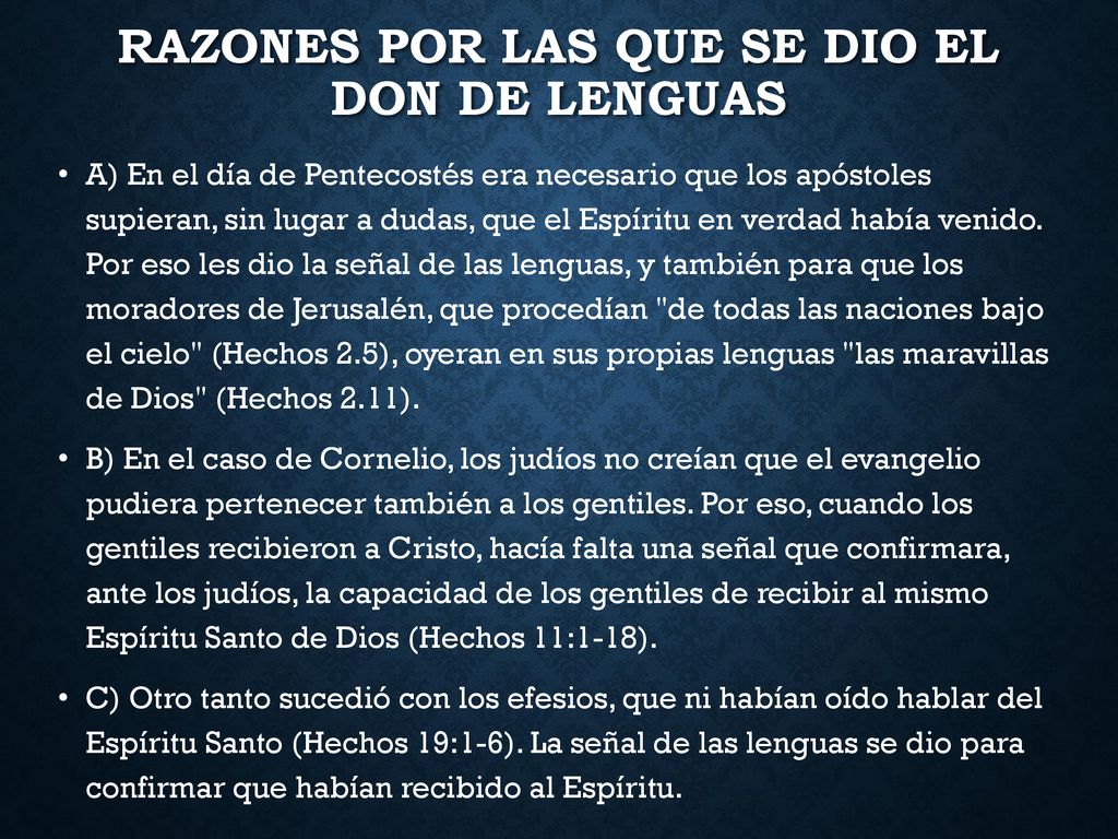 Razones por las que se dio el don de lenguas