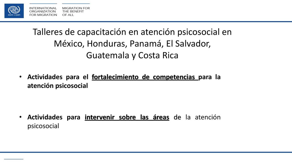 Talleres de capacitación en atención psicosocial en México, Honduras, Panamá, El Salvador, Guatemala y Costa Rica