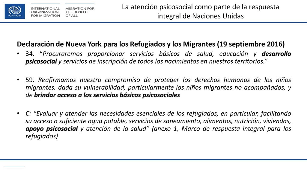 La atención psicosocial como parte de la respuesta integral de Naciones Unidas