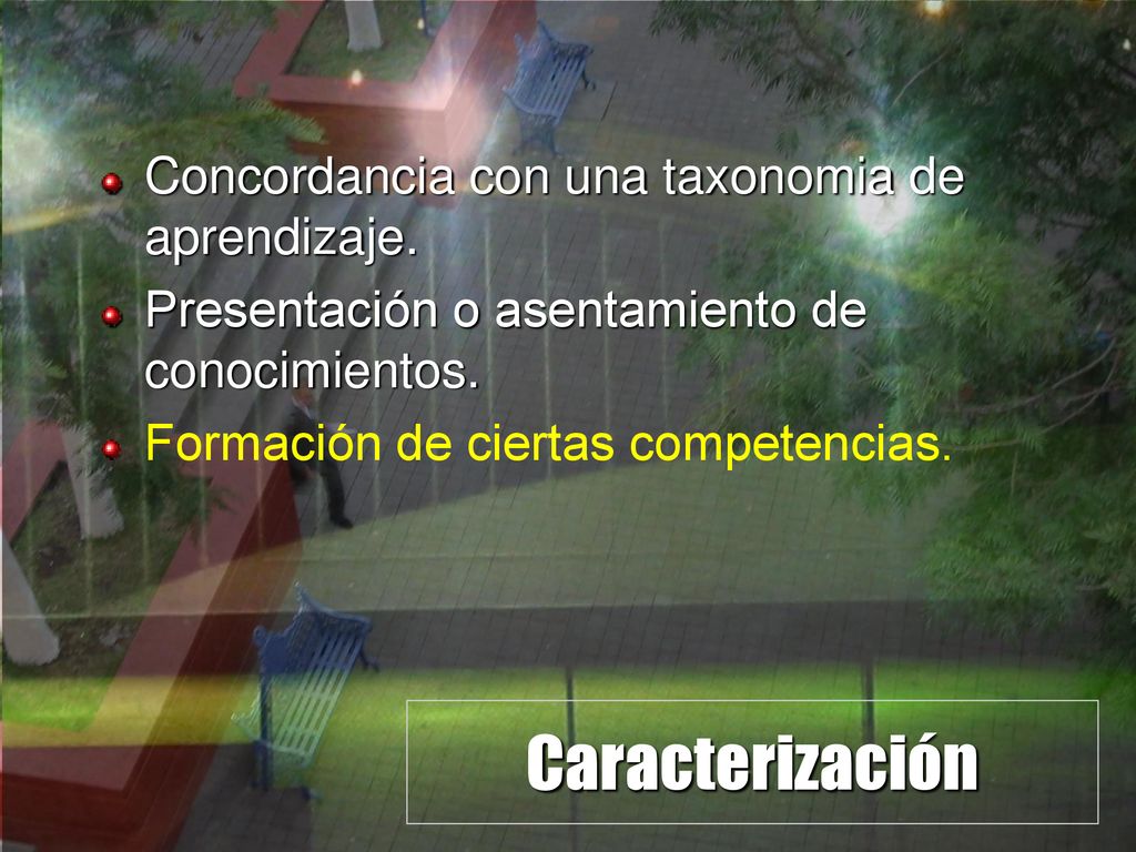 Caracterización Concordancia con una taxonomia de aprendizaje.