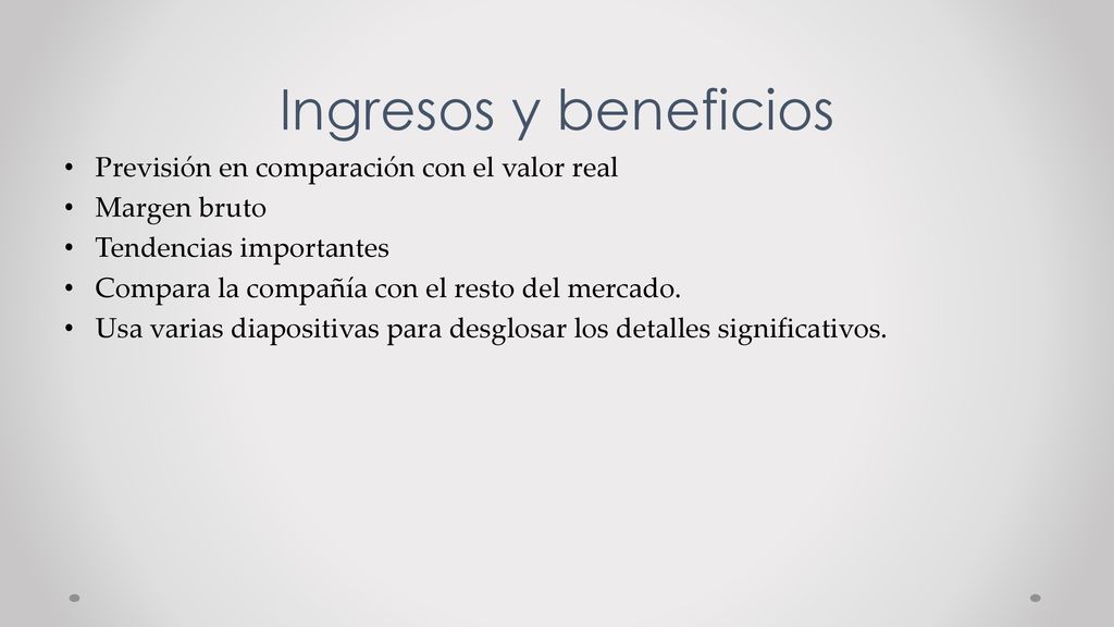 Ingresos y beneficios Previsión en comparación con el valor real