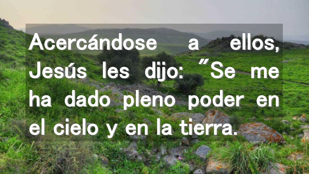 Acercándose a ellos, Jesús les dijo: Se me ha dado pleno poder en el cielo y en la tierra.