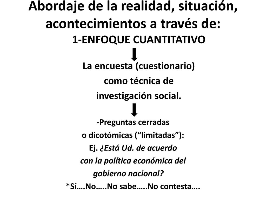 Abordaje de la realidad, situación, acontecimientos a través de: