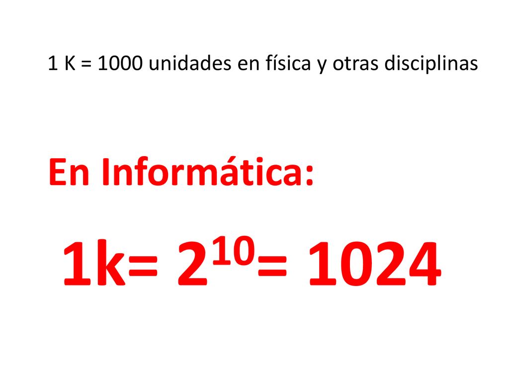 1 K = 1000 unidades en física y otras disciplinas
