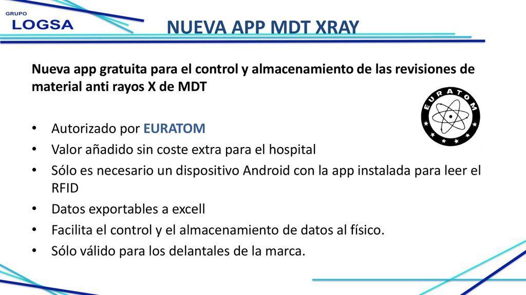 NUEVA APP MDT XRAY Nueva app gratuita para el control y almacenamiento de las revisiones de material anti rayos X de MDT.