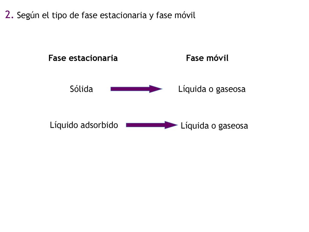 2. Según el tipo de fase estacionaria y fase móvil