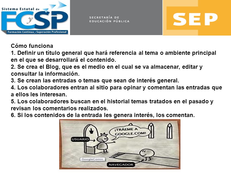 Cómo funciona 1. Definir un título general que hará referencia al tema o ambiente principal en el que se desarrollará el contenido.