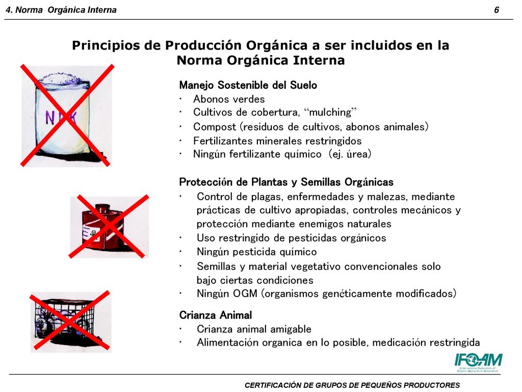 Principios de Producción Orgánica a ser incluidos en la Norma Orgánica Interna