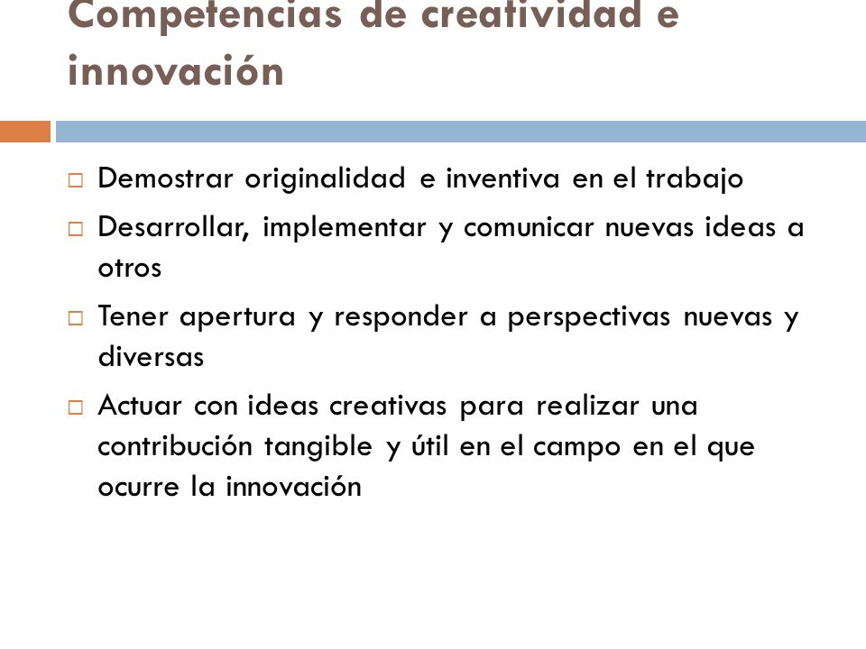 Competencias de creatividad e innovación