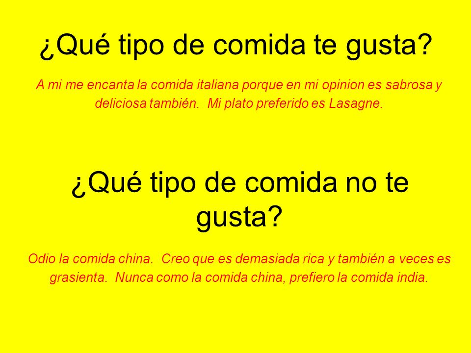 ¿Qué tipo de comida te gusta