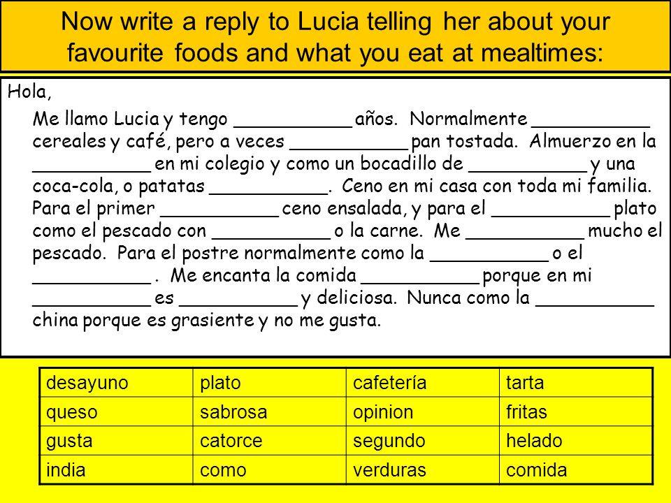 Copy out the text into your exercise books and fill in the gaps using the words in the box