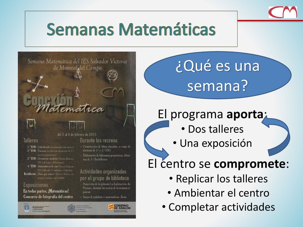 Semanas Matemáticas ¿Qué es una semana El programa aporta: