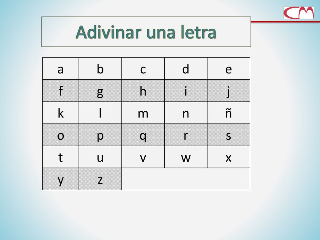 Adivinar una letra a b c d e f g h i j k l m n ñ o p q r s t u v w x y