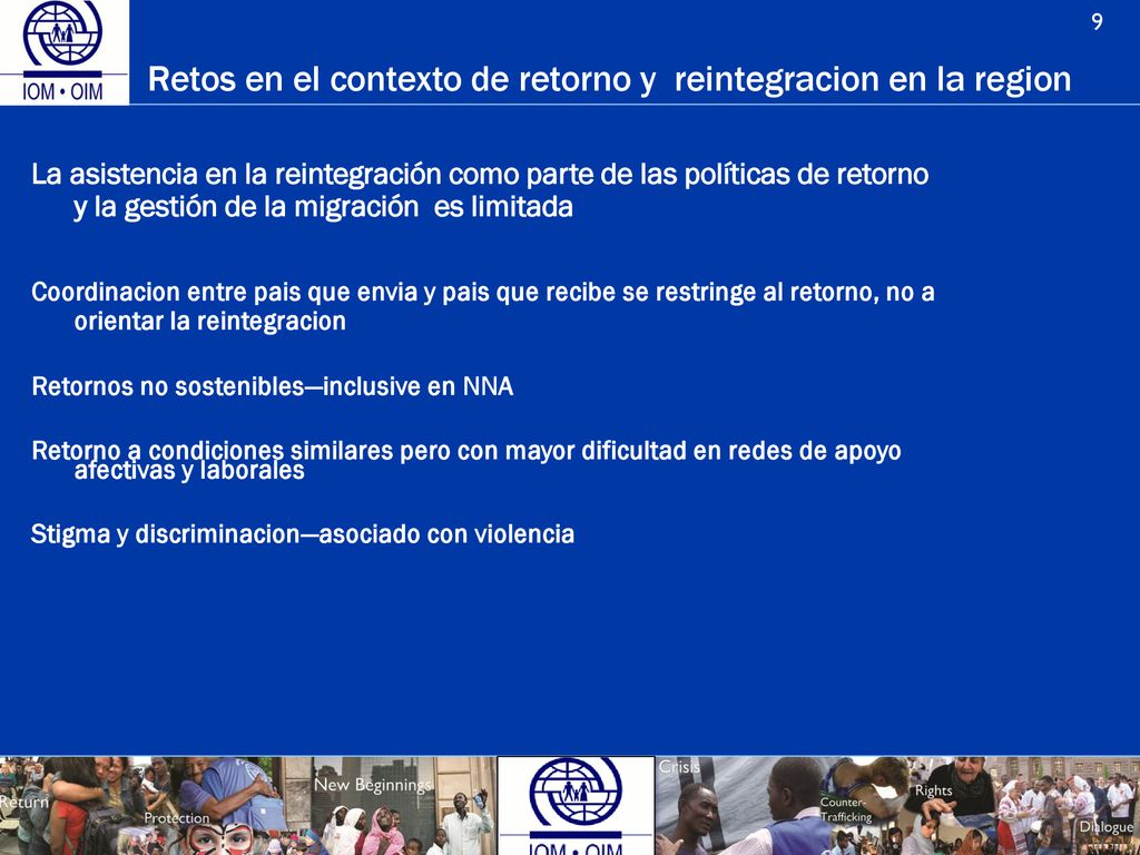 Retos en el contexto de retorno y reintegracion en la region