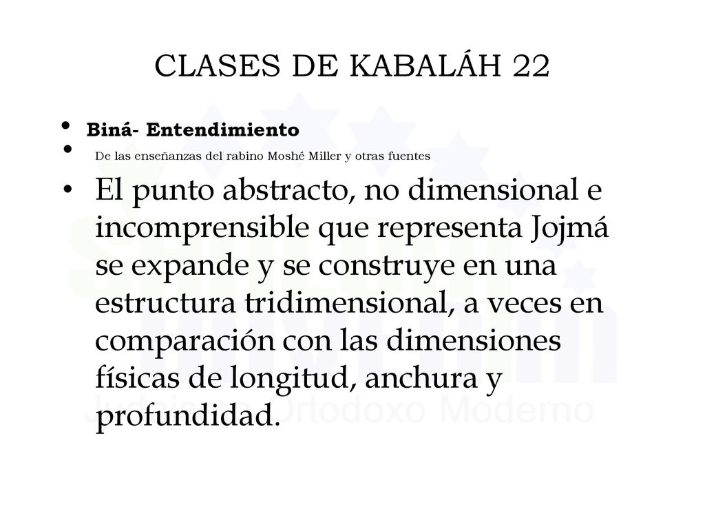 CLASES DE KABALÁH 22 Biná- Entendimiento. De las enseñanzas del rabino Moshé Miller y otras fuentes.