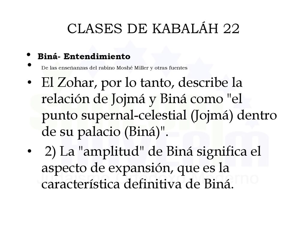 CLASES DE KABALÁH 22 Biná- Entendimiento. De las enseñanzas del rabino Moshé Miller y otras fuentes.
