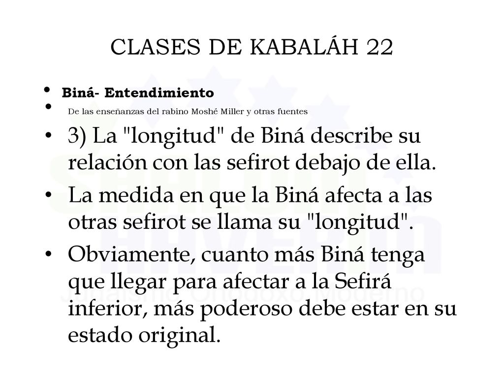 CLASES DE KABALÁH 22 Biná- Entendimiento. De las enseñanzas del rabino Moshé Miller y otras fuentes.