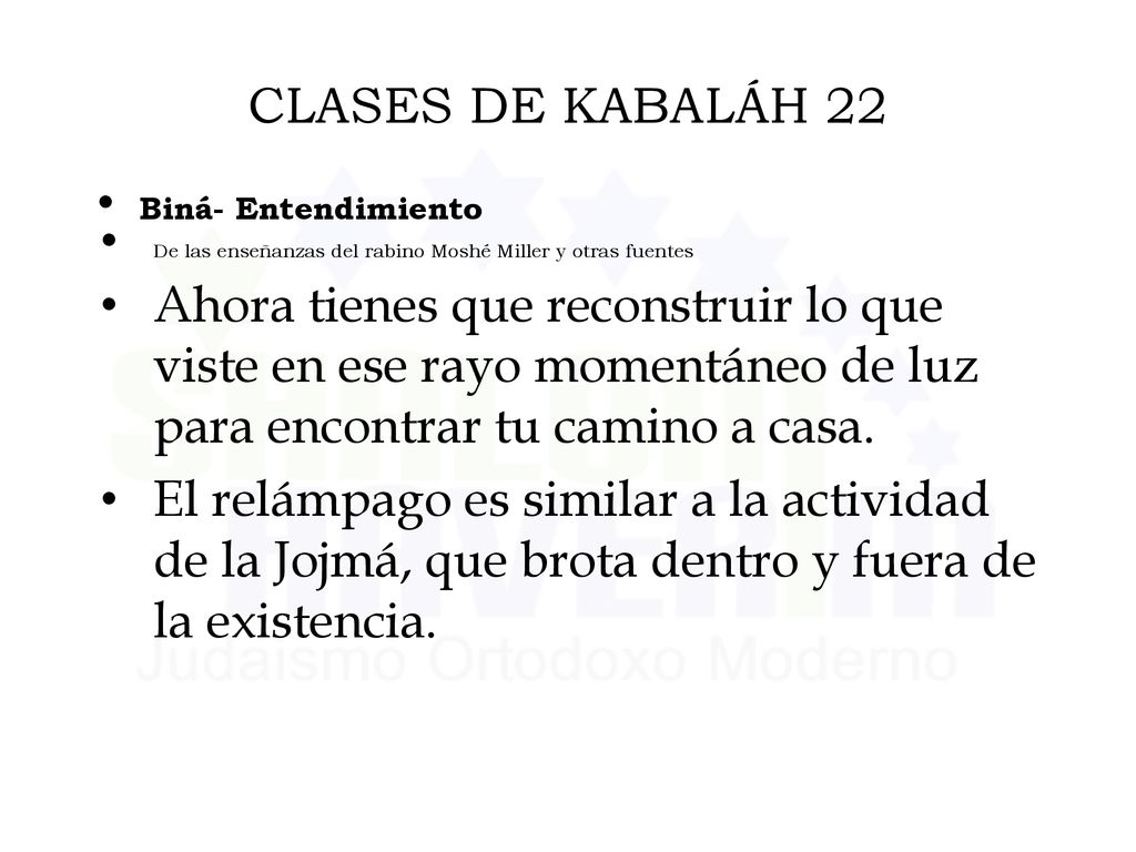 CLASES DE KABALÁH 22 Biná- Entendimiento. De las enseñanzas del rabino Moshé Miller y otras fuentes.