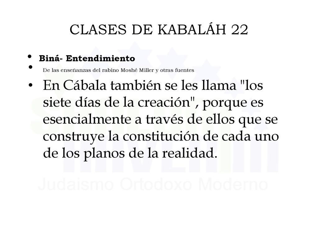 CLASES DE KABALÁH 22 Biná- Entendimiento. De las enseñanzas del rabino Moshé Miller y otras fuentes.