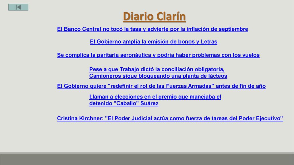 Diario Clarín El Banco Central no tocó la tasa y advierte por la inflación de septiembre. El Gobierno amplía la emisión de bonos y Letras.