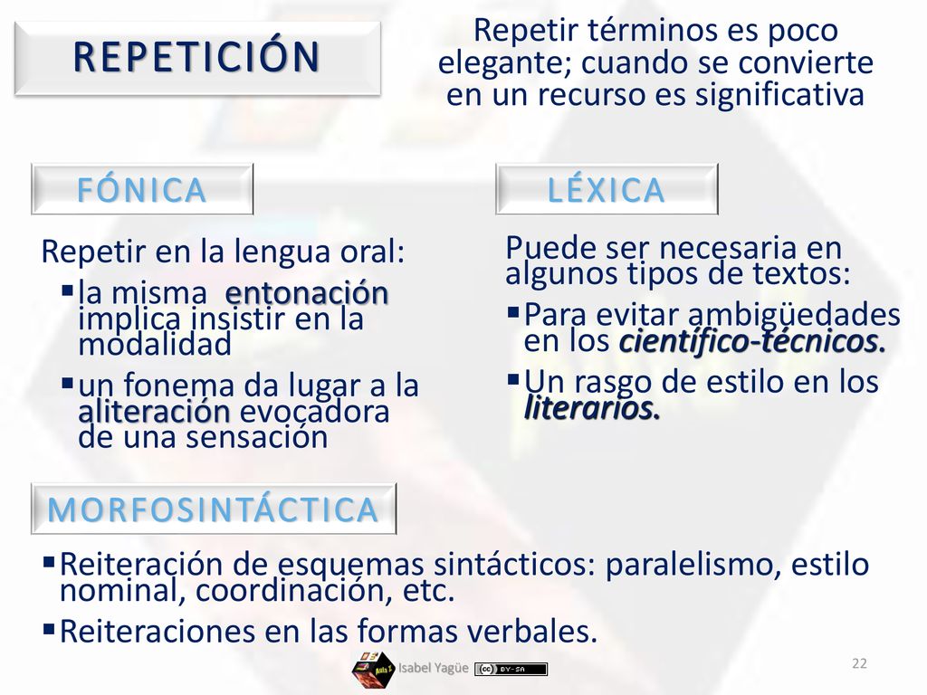Repetir términos es poco elegante; cuando se convierte en un recurso es significativa