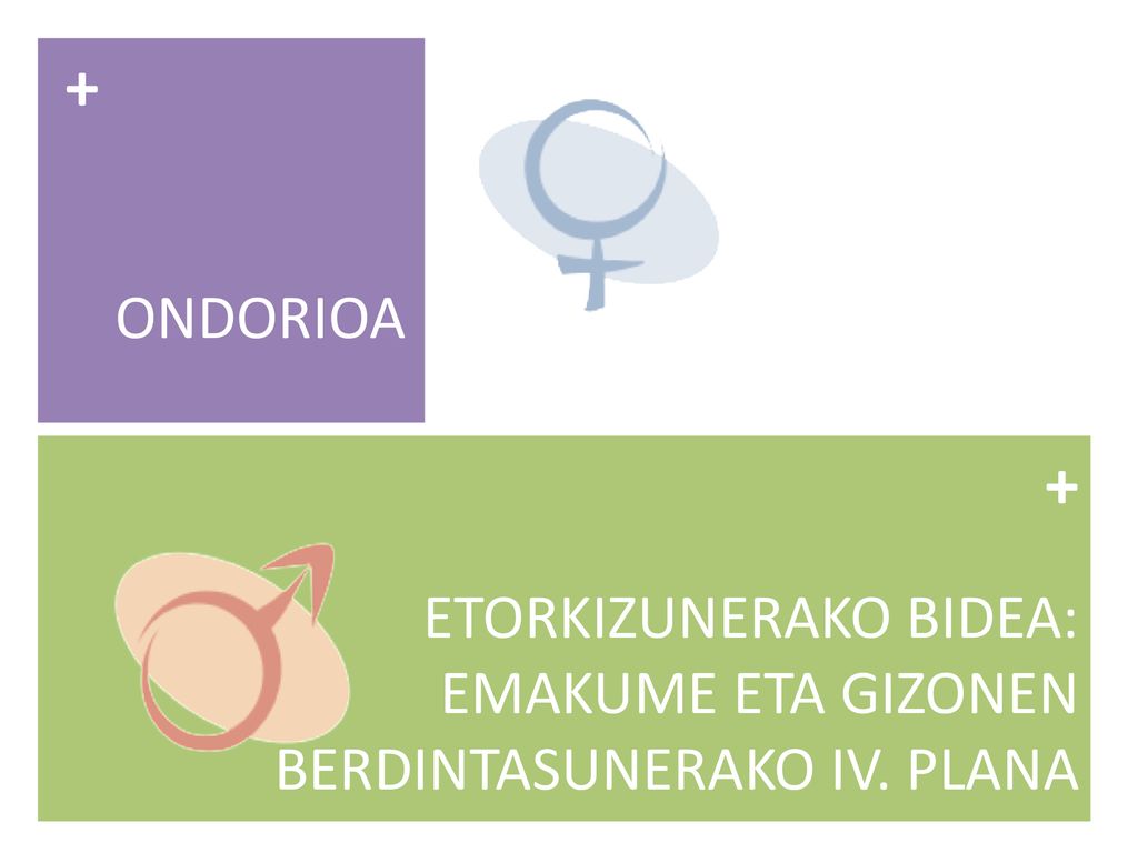 + ONDORIOA + ETORKIZUNERAKO BIDEA: EMAKUME ETA GIZONEN BERDINTASUNERAKO IV. PLANA