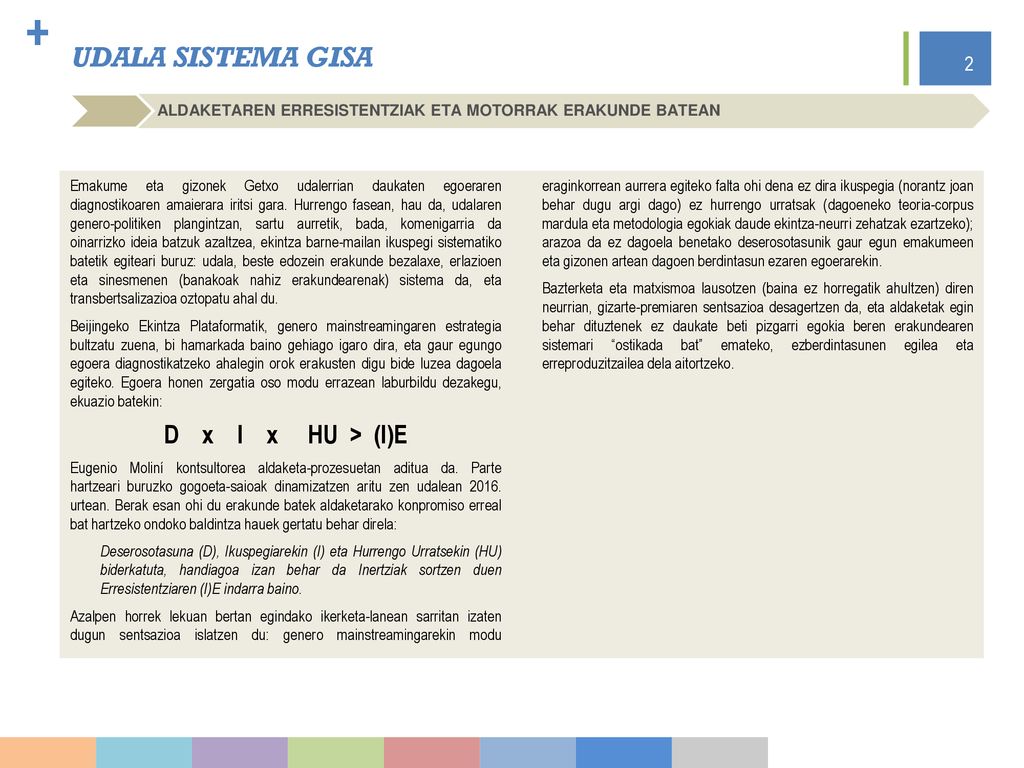 Udala sistema gisa D x I x HU > (I)E