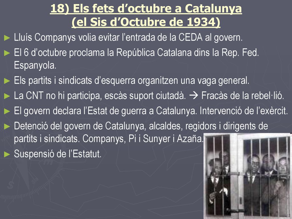 18) Els fets d’octubre a Catalunya (el Sis d’Octubre de 1934)