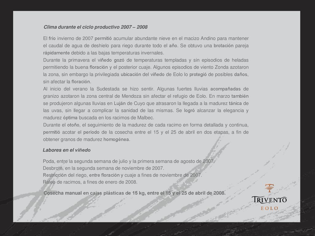 Clima durante el ciclo productivo 2007 – 2008