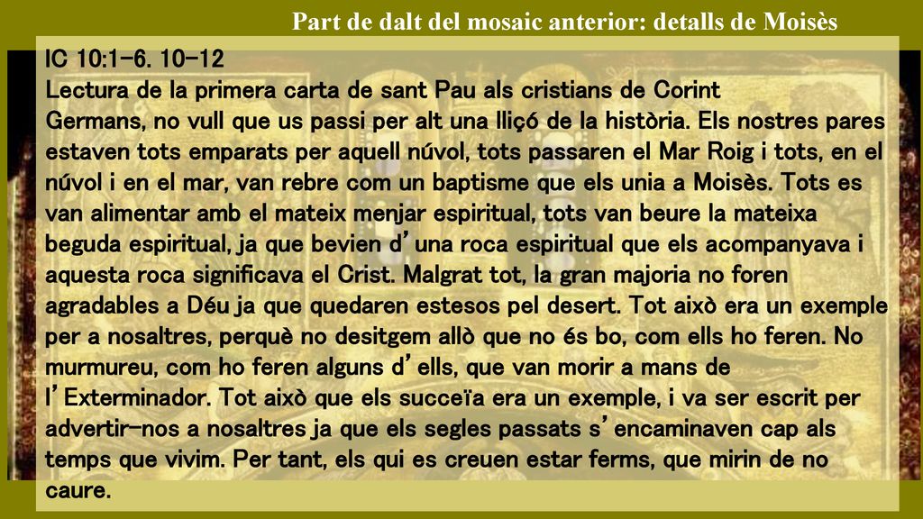 Part de dalt del mosaic anterior: detalls de Moisès